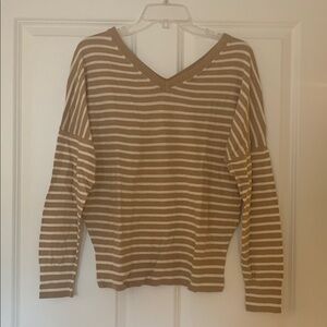Banana Republic Beige and White Stripe Forever Sweater